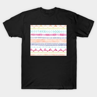 Pink Peach Baby Blue Purple Lime Hand Drawn Geometric Pattern T-Shirt